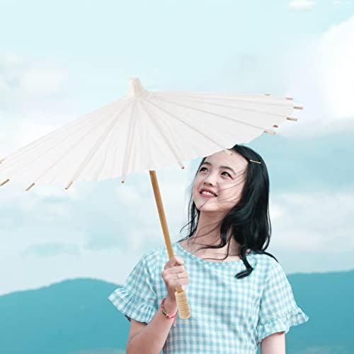 Aboofan 2 парчиња хартија чадори кинески јапонски чадори за хартија празно необоен чадор за DIY сликарство занаети за трпезарии, свадбени