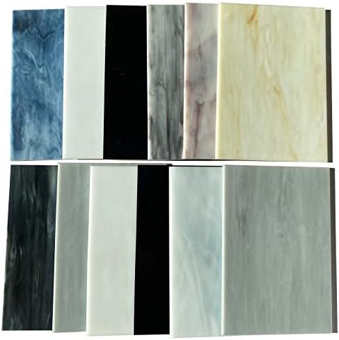 Хенгиша 12 чаршафи со витраж со разновидност, класични црно бело сиви бои за витраж, 6 x4 Катедрала стаклени мозаични стаклени
