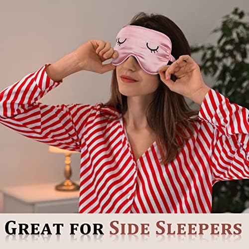 4 парчиња спиење маски за очи свила за спиење на окото Симпатична лесна прилагодлива маска за очила за очила сатен ноќна очила за