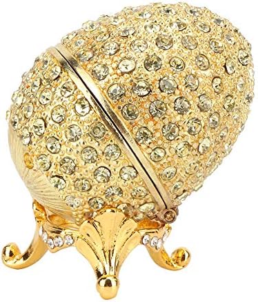Hztyyier рачно насликана накит кутија гроздобер фабелж Голдегг стил декоративен накит организатор злато велигденска декорација на јајца подарок