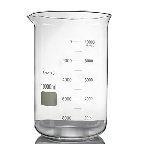 DingLab, 10000ml Borosilicate Glass Beaker, 10litre ниска форма, Spout уста, нови лабораториски стакло