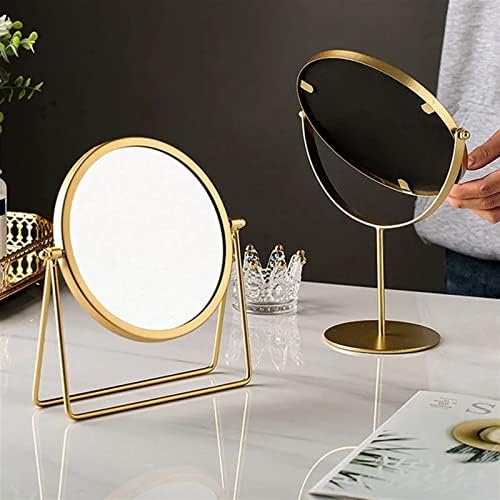 АМАБЕАХЗЈ ШИКУРА Огледало за шминка огледало светло луксуз ретро европски метал злато домашно работно десктоп десктоп плоштад огледало во