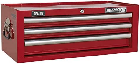 Sealey AP33339 3 додатоци на фиоки со тркачи со лежишта, 670мм x 320mm x 255мм, црвено
