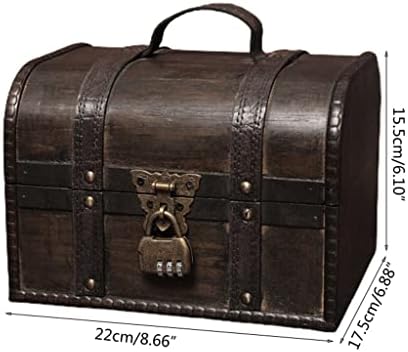 КВУЛ Дрвена Пиратска Кутија За Складирање Гроздобер Ковчег Со Богатство За Дрвена Организаторска Класична Дрвена Кутија
