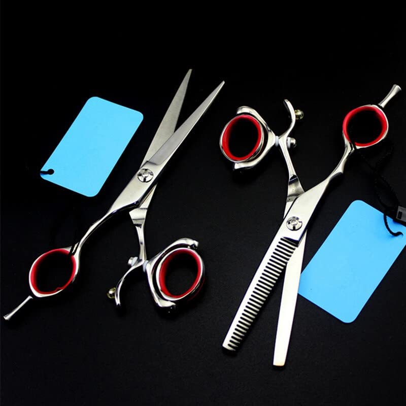 Ножици за Сечење Коса со вртлив Палец, 5,5 инчни професионални јапонски ножици за коса фризерски ножици бербер ротирачки ножици за