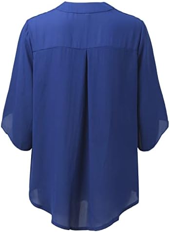 Blенски летни фустани шифонски блузи со блузи со ракави на врвовите на вратот v вратот на вратот, кратки ракави Туника за кошули за кошули