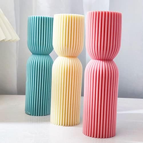 Геометрија цилиндрична мувла на свеќи, шарени силиконски калапи за восочна смола DIY свеќи Рачно изработени колони сапун, занаети за рачни