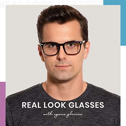 Cyxus Сини Светлосни Очила За Мажи Компјутерски Очила УВ Блокирање TR90 Квадратна Рамка Јасна Леќа Ултра Лесни Очила, Олеснување На Напрегањето