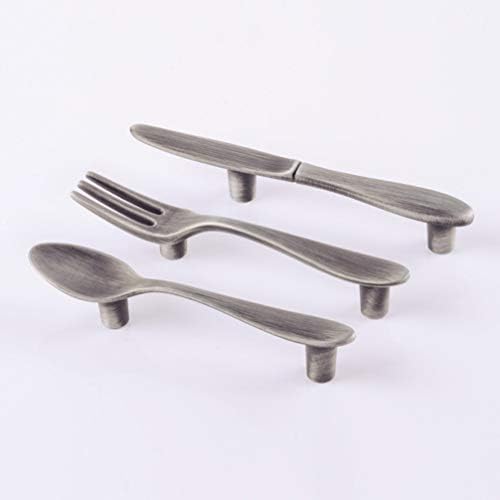 Besportble 3 парчиња цинк легура мебел рачки за вилушка лажица нож во форма на влечење рачки за декоративни кабинети шкафчиња