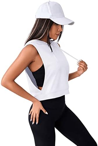 SweatyRocks Women'sенски без ракави тренингот Топ салата за активна облека за активна облека, врвна странична кошула за атлетски