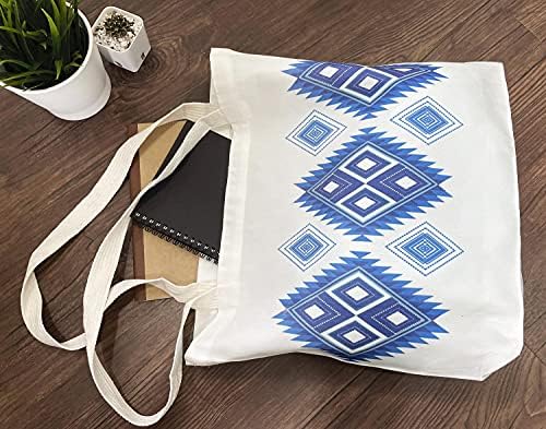 Pha Bhorn Сина племенска геометриска шема памук памук за еднократна употреба торба за торба/торба за шопинг/рамо подароци за девојчиња/жени/мажи/пријатели