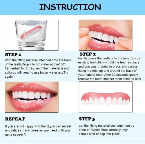 6 поставува капаци за заби за лоши заби, комплет за полнење на забите постојан за прикривање на комплет за полнење на заби што недостасуваат