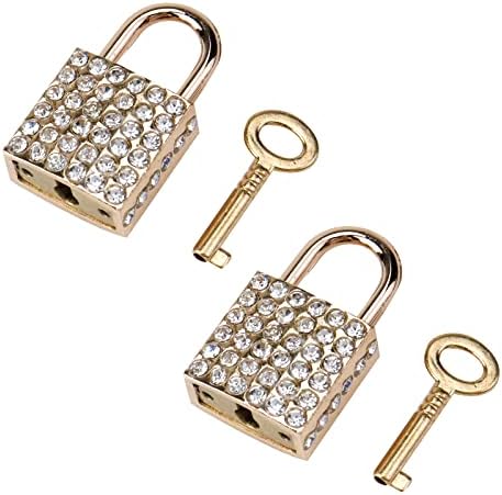 Faotup 2pcs 0,86inch Златен дијамант за заклучување и клуч, заклучување на дијамантскиот плоштад, брави со куфери со копчиња, комплет