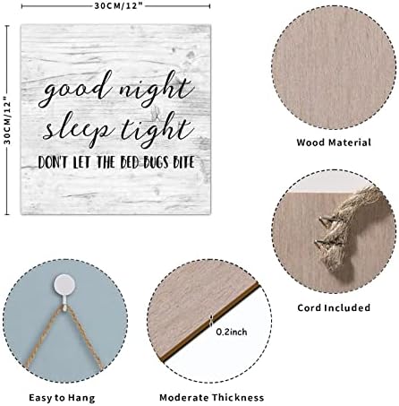 Класичен дрвен знак Плакета Добра ноќ спиење Тесно Не дозволувајте грешките во креветот да гризат дрва врата за закачалка Плакета