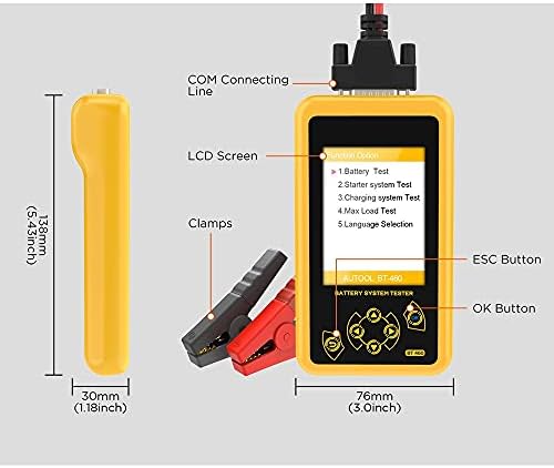 SLATIOM BT460 TFT 4inch Шарен дисплеј Анализатор на тестер на батерии за автомобили за 12V автомобил 24V тешки камиони со мултифункционален