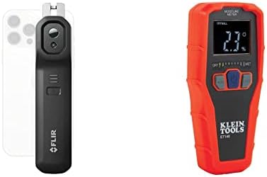 Flir One Edge Pro безжичен 160 × 120 IR камера и Klein Tools ET140 Мерач на влага без пин за не-деструктивно откривање на влага во drywall, дрво и asonидање; Открива до 3/4-инчи под површината