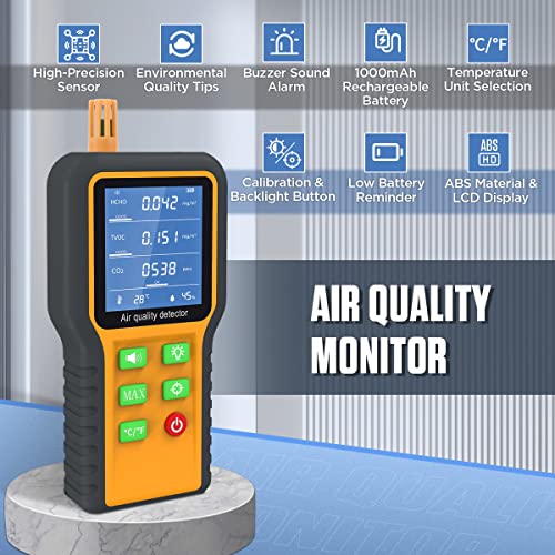 Монитор за квалитет на воздухот Монитор Внатрешен тестер за квалитет на воздухот Анализатор CO2 Метар преносен јаглерод диоксид формалдехид