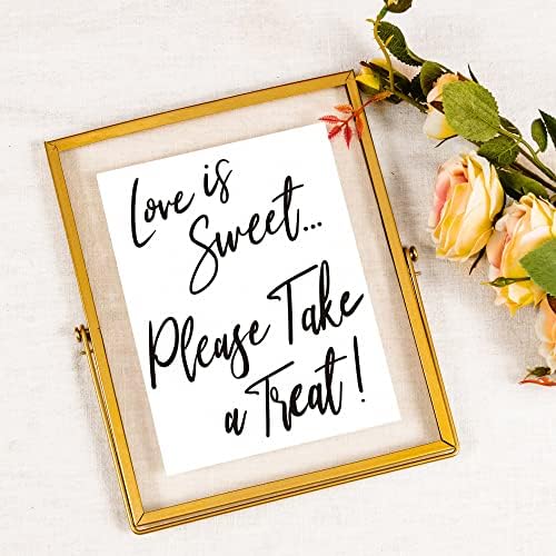 Калкули loveубовта е сладок знак за десерт табела декор 10x8 инчи злато лебдечки рамка за свадби на свадбени знаци на картичка/држач на менито