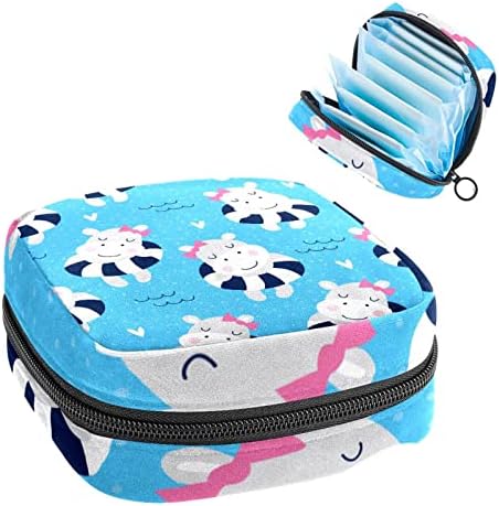 Санитарна торба за складирање на салфетка, слатки хипо девојки кои пливаат сина вода преносна менструална подлога торба за