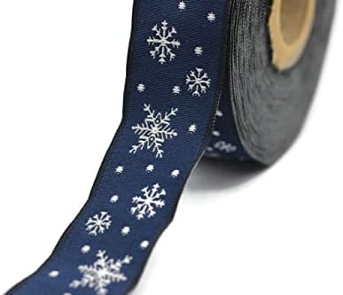 22 мм сина снегулка џакард трим, гроздобер панделка, декоративна занаетчиска лента, jacquard лента, Божиќна лента