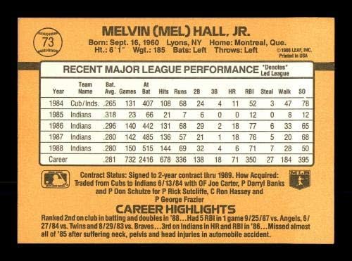 Мел Хол автограмираше во 1989 година Донрус картичка 73 Кливленд Индијанци SKU 184413 - Автограмирани картички за бејзбол