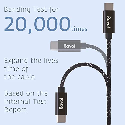 РАВОЛ USB Тип Ц ДО USB Тип Ц Кабел, [2-Пакет, 6 стапки] USB 2.0 Тип Ц Кабел За Полнење Премиум Најлон Плетен Кабел Компатибилен Со Прекинувач,