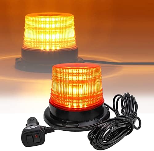Voilamart 40 LED Килибар Предупредување Блиц Светилник Светлина Со Магнетни И 16 стапки Директно Кабел За Камион Виљушкар Голф Трактор