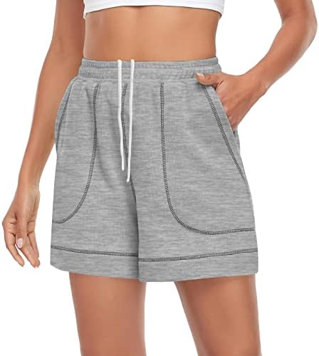 Husенски пот -шорцеви за жени за жени летни обични атлетски шорцеви со високи половини со џебови лабави за вежбање шорцеви