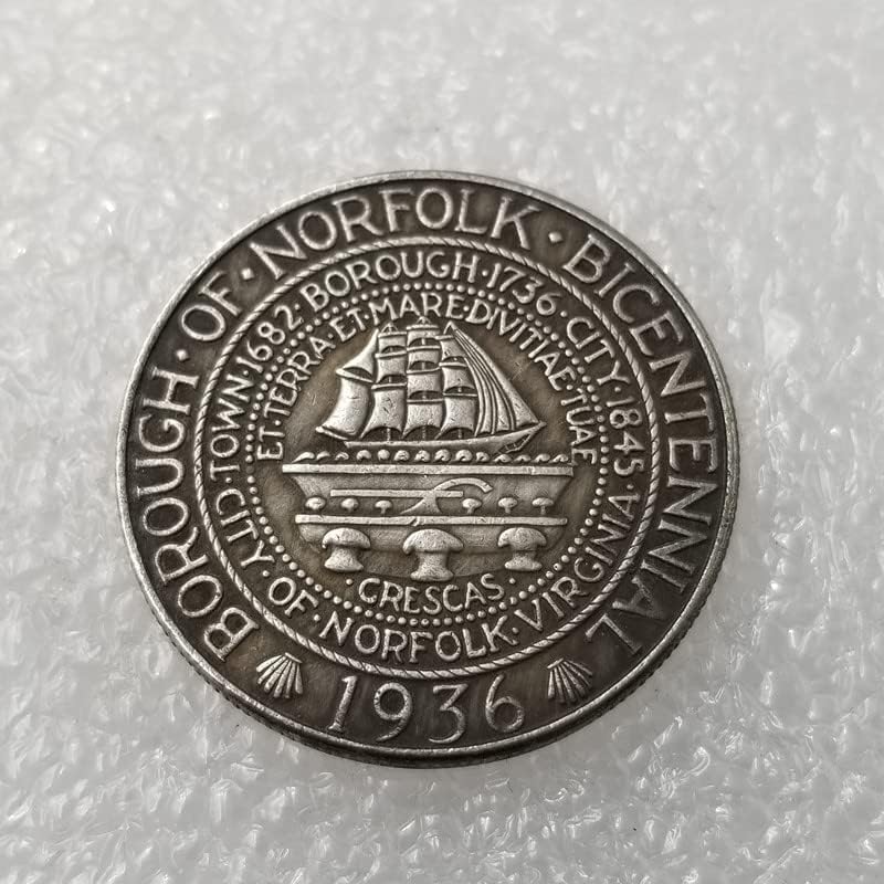 Антички Занаети 1936 Комеморативна Монета Половина Сребрен Долар Сребро Круг Директно Странски Монети Античка Колекција 52
