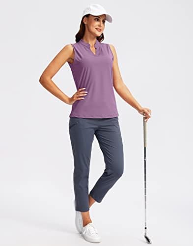 Santianенска женска кошула без ракави за голф V-вратот со лесна суво вклопување тениски резервоар врвови голф поло маици за жени