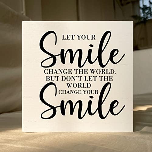 Мотивациони Уметнички Дела Дрвена Кутија Знак Рустикален Стил На Фарма Оставете Ја Вашата Насмевка Да Го Промени Светот Дрво Блок Плоча