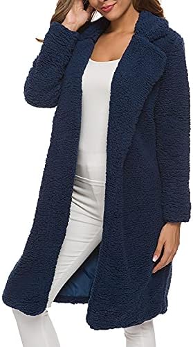 Минги зимска туника модна работа со долги ракави палта женски со џебови се вклопуваат во цврста боја кардиган против вратот