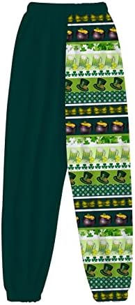 Printенски модни печатени џемпери лабави џеб Св. Патрик печатено меко топло широко панталони со панталони за нозе, панталони