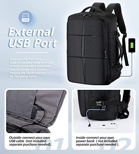 Linksandt Патување Ранец За Мажи Жени, 17 Инчен Голем Носење На Ранец СО USB Полнење Порта &засилувач; Чевли Оддел Водоотпорен Лаптоп