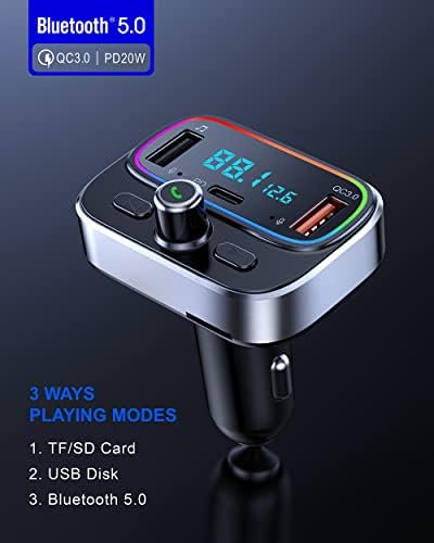 Bluetooth FM Transmitter In are Car Wireless Radio Adapter комплет W 1.8 Display Color Display без раце на повик Aux In/Out SD/TF
