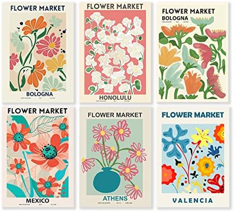 Постер на пазарот на коски на цвеќиња Матис wallидна уметност, ботаничка wallидна уметност за дневна соба Естетска, апстрактна