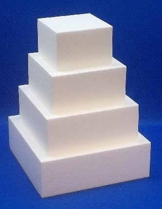 Набавка на оаза 4 парчиња квадратни лажни кукла торта поставено за свадби, занаети и прикази, 3 „високи од 6„ 8 “10„ 12 “14“