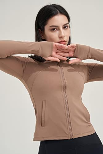 altiland zip up јакни за тренингот за жени, исечени трчање на атлетска јога опремена јакна за патеката
