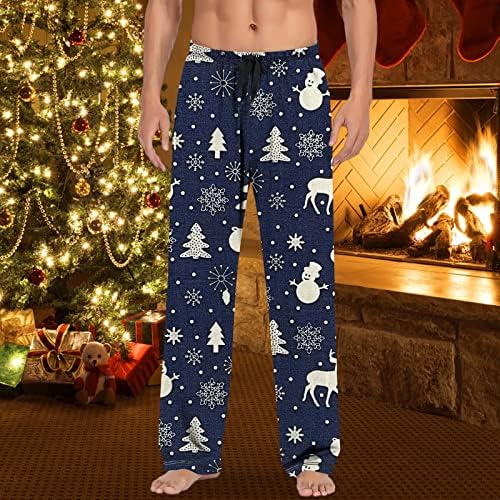 Божиќни пижами панталони високо-половини стакло со црвено вино графички панталони удобни обични панталони за пижама за пижама