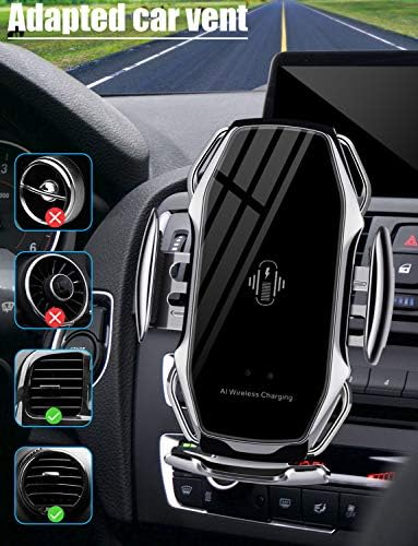 Безжичен полнач за автомобили, 10W Qi Брзо полнење со автоматско прицврстување на автомобили Телефон за монтирање на телефонот на телефонот Компатибилен