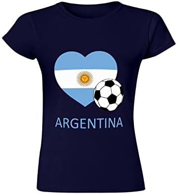 Љубов Аргентина Фудбал Женски Екипажот Маица Краток Ракав Мета Графички Повик Лето Блузи