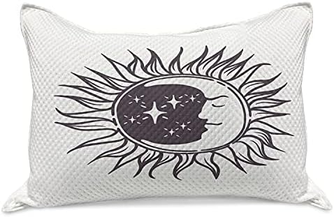 Амбесон Месечината зраци плетени ватенка перници, цртан филм стил на уметност на starsвезди и полумесечина во печатење на сонцето, стандардна