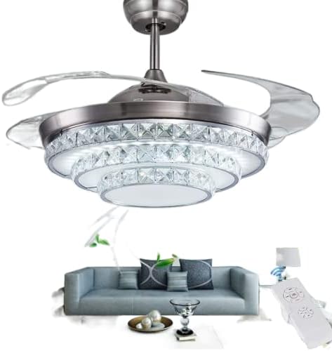 42 '' Кристал Невидлива вентилатор Светлина на таванот со LED светлосен комплет и далечински управувач на вентилаторот лустер