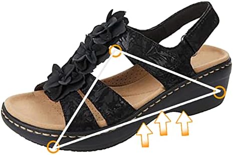 Летни сандали за жени, дами цветни разгалени обични сандали со лакови за поддршка на кука и јамка Слајдови Римски флоп