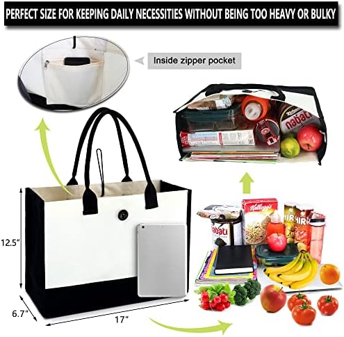 Beegreen 3 пакувања платно торбички Персонализирани подароци за жени празно и бегство платно торба со внатрешен џеб за џеб од патент
