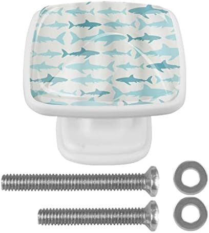 Фиоката за ајкула со морски животни влече рачки на копчињата за фиоки за фиоки за гардероба за гардероба за влечење рачки 4 парчиња