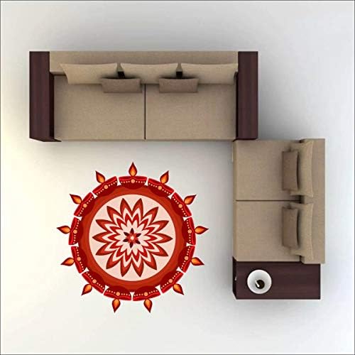 Дивали Специјална - Шарена Декоративна Налепница Ранголи За Големина На Декорација на Подот - 30 см х 30 См Комплет од 2 Од Индиски Колекционерски