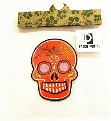 Портал Портал портокалова мексиканска череп за шеќер Кенди 3,5 инчи ден на мртвиот симбол Вез.