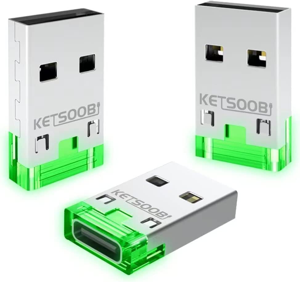 USB C до USB адаптер 3 пакет USB Cенски до USB машко со зелена LED индикатор Тип Ц до USB конвертор компатибилен со iPhone 13 12 11 Pro