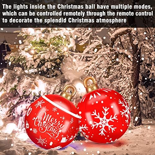 2 парчиња 24 инчи осветли ПВЦ надувување Божиќна топка Божиќни украси на топката